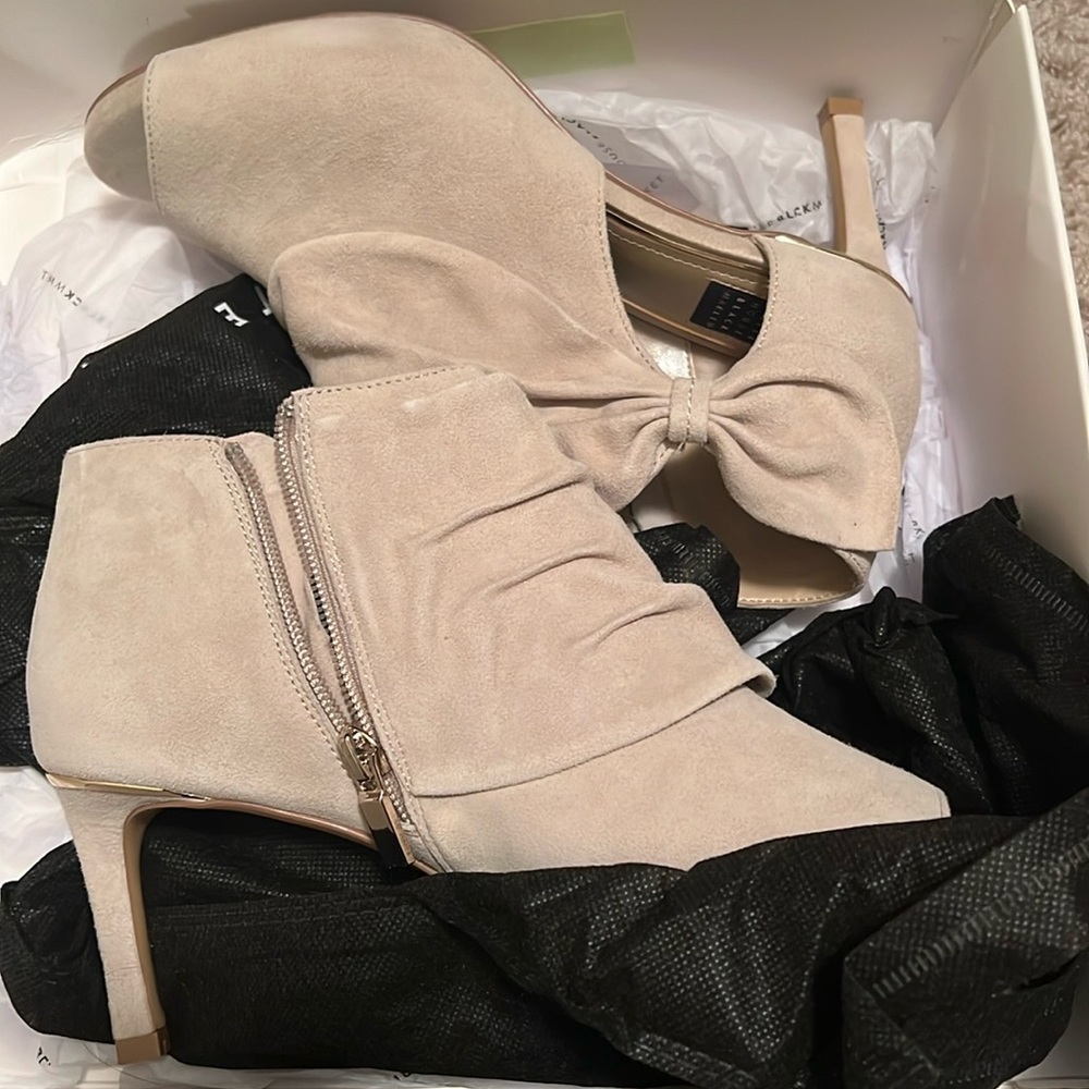 WHBM booties, size 7 1/2, worn only once, some wear in the inside